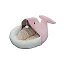 One for Pets Ultra-Soft Whale Semi-Enclosed Cat Bed with Teaser, Pink, Medium